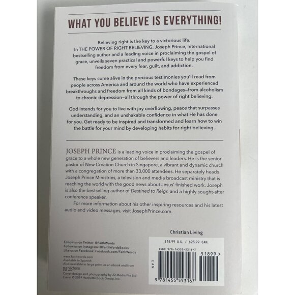 Joseph Prince The Power Of Right Believing Paperback Christian Living Self-Help - Picture 2 of 3